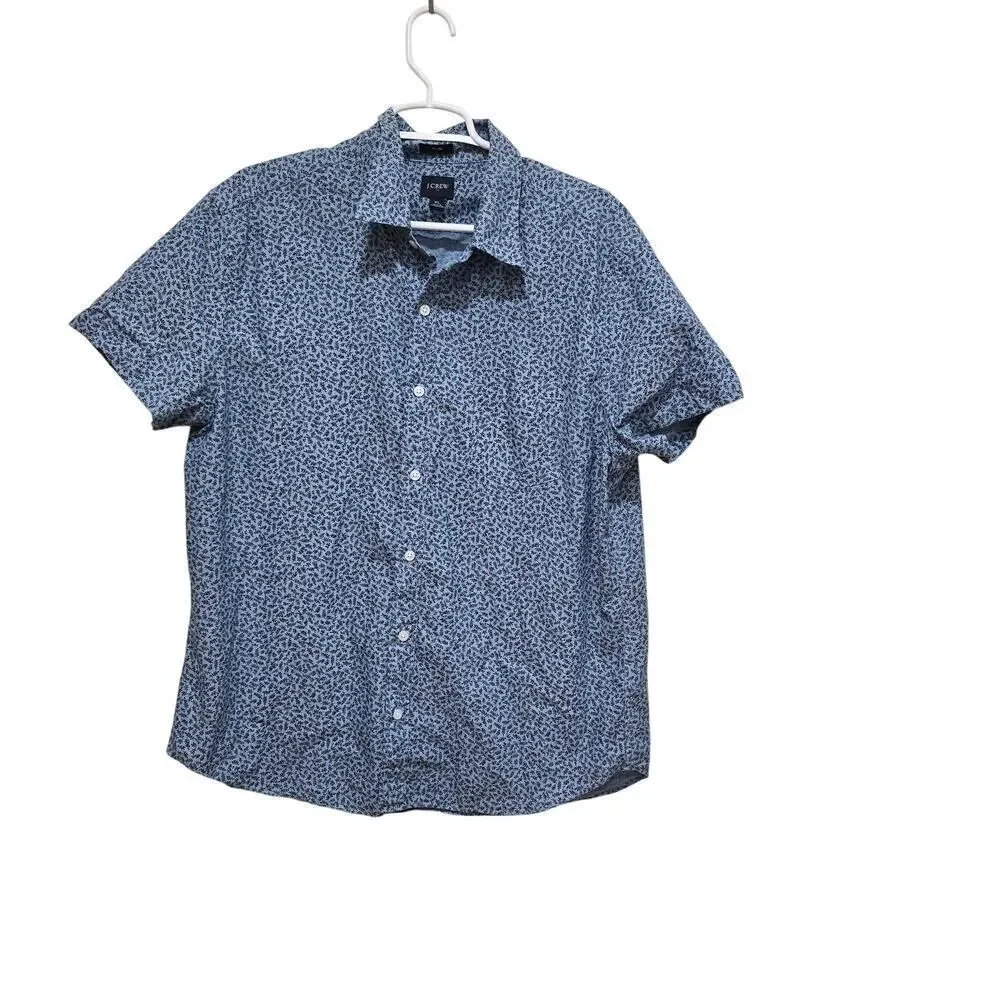 J.Crew Slim Fit Blue Floral Short Sleeve Button Down Shirt XL